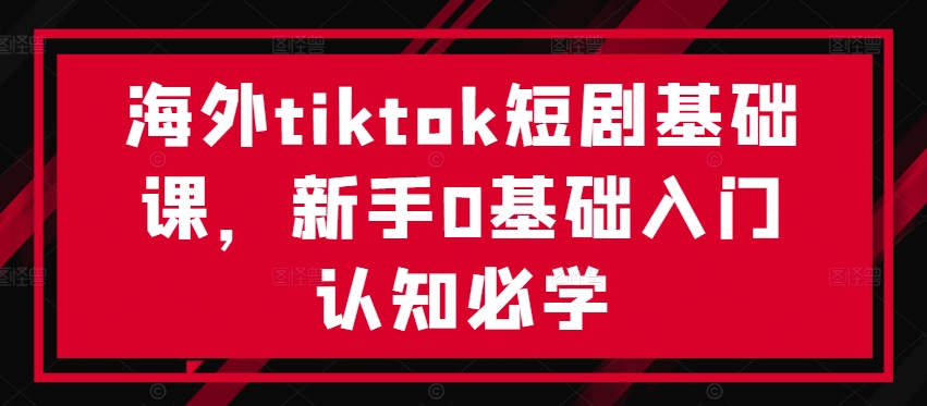 海外tiktok短剧基础课，新手0基础入门认知必学-梦帆创业网