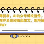 全网首发，AI公众号爆文插件，只需一款插件全自动输出爆文，矩阵操作，月入3W+-梦帆创业网