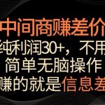 中间商赚差价,一单纯利润30+,简单无脑操作,赚的就是信息差,轻轻松松日入1000+【揭秘】-梦帆创业网