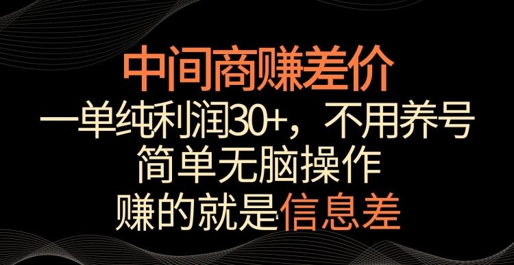 中间商赚差价，一单纯利润30+，简单无脑操作，赚的就是信息差，轻轻松松日入1000+【揭秘】-梦帆创业网