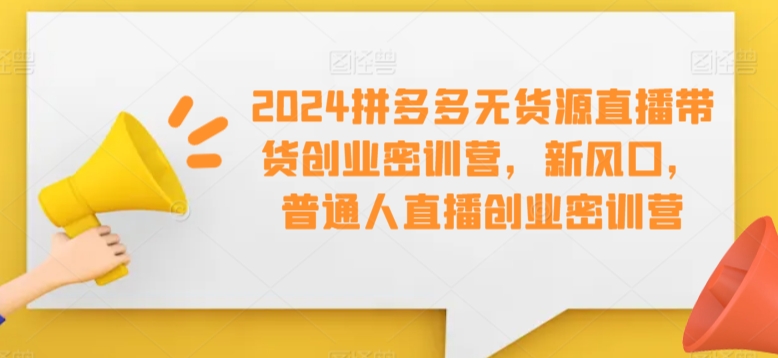 2024拼多多无货源直播带货创业密训营，新风口，普通人直播创业密训营-梦帆创业网
