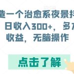 打造一个治愈系夜景抖音号，日收入300+，多方面收益，无脑操作-梦帆创业网
