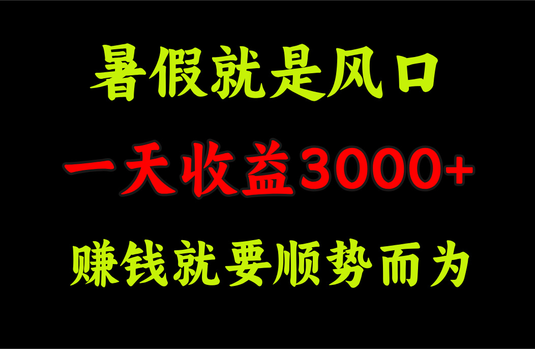 一天收益3000+ 赚钱就是顺势而为，暑假就是风口-梦帆创业网