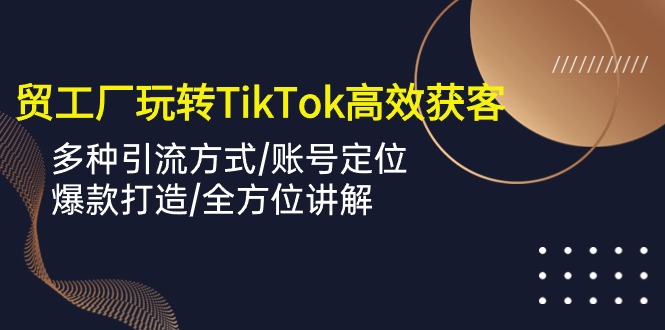 外贸工厂玩转TikTok高效获客，多种引流方式/账号定位/爆款打造/全方位讲解-梦帆创业网