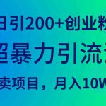 （9654期）超暴力引流法，日引200+创业粉，卖项目月入10W+-梦帆创业网