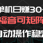 （10277期）单机日赚30+，懒人福音可矩阵，脚本自动操作稳定躺赚-梦帆创业网