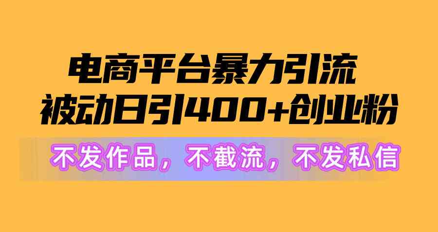 （10168期）电商平台暴力引流,被动日引400+创业粉不发作品，不截流，不发私信-梦帆创业网