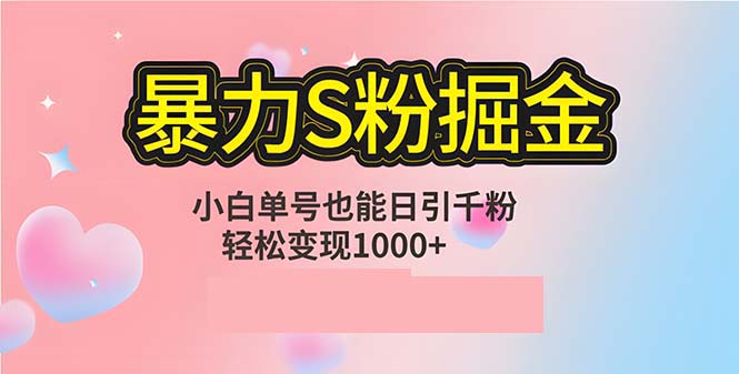 单人单机日引千粉，变现1000+，S粉流量掘金计划攻略-梦帆创业网