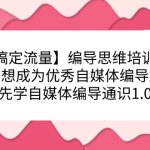 【搞定流量】编导思维培训班,想成为优秀自媒体编导先学自媒体编导通识1.0-梦帆创业网