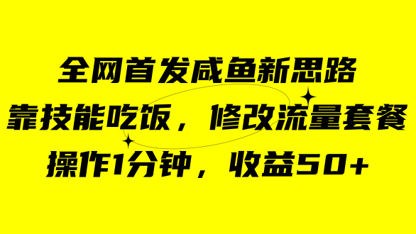 咸鱼冷门新玩法，靠“技能吃饭”，修改流量套餐，操作1分钟，收益50+-梦帆创业网