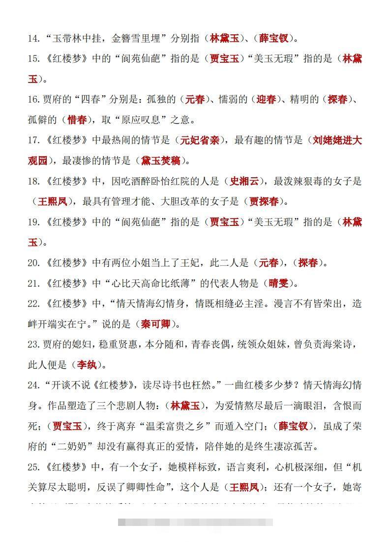 图片[2]-四大名著知识点汇总之《红楼梦》-梦帆创业网