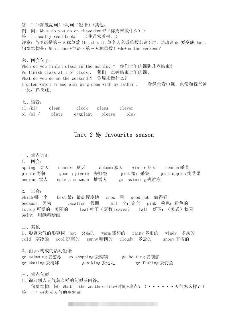 图片[2]-五年级英语下册五英下知识点21页（人教PEP版）-梦帆创业网