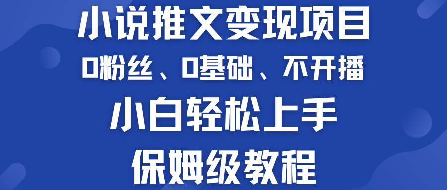 小说推文变现项目 0基础 不开播 小白轻松上手 保姆级教程-梦帆创业网