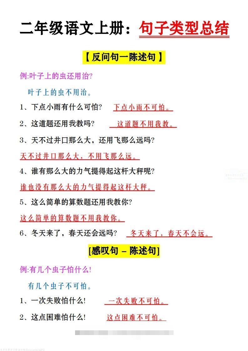 二上语文：句子类型总结()-梦帆创业网