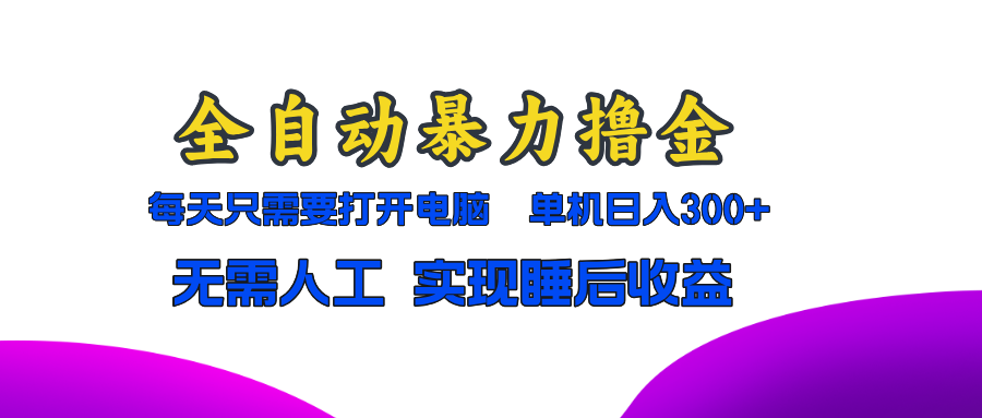 （13186期）全自动暴力撸金，只需要打开电脑，单机日入300+无需人工，实现睡后收益-梦帆创业网