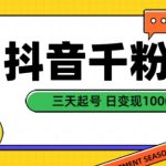 抖音千粉项目，自然涨粉变现，三天起号，日变现1k【揭秘】-梦帆创业网