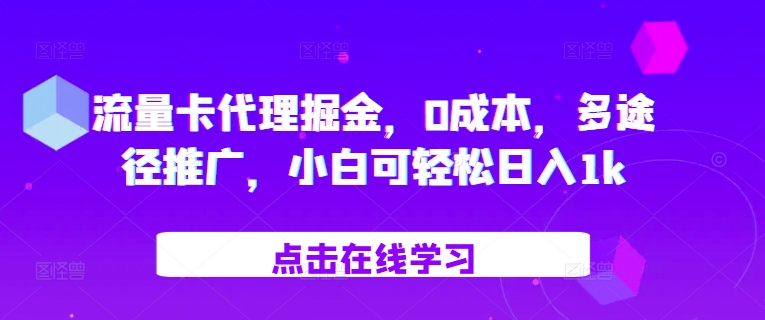 流量卡代理掘金，0成本，多途径推广，小白可轻松日入1k-梦帆创业网
