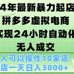 2024年最新暴力起店玩法，拼多多虚拟电商4.0，24小时实现自动化无人成交，单店月入3000+【揭秘】-梦帆创业网