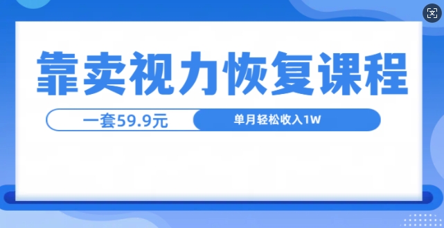 靠卖视力恢复教程一单59.9，单月变现1W，小白可复制-梦帆创业网