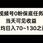 视频号0粉保底任务，当天可见收益，日入70~130-梦帆创业网