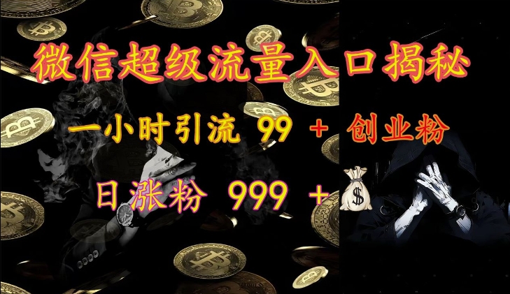 微信超级流量入口揭秘：一小时引流 99 + 创业粉，日涨粉 999 +-梦帆创业网