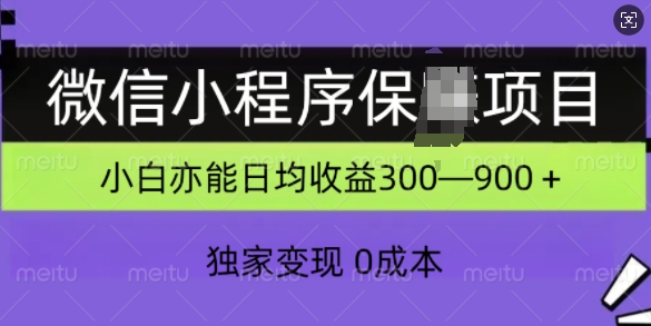 微信小程序保Z项目，独家变现，日均收益几张-梦帆创业网