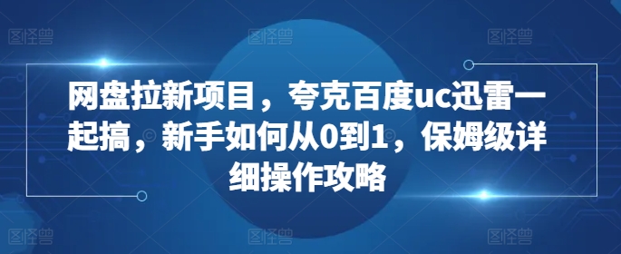 网盘拉新项目，夸克百度uc迅雷一起搞，新手如何从0到1，保姆级详细操作攻略-梦帆创业网
