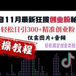 抖音11月最新狂揽创业粉秘籍，轻松日引300+精准创业粉，仅需图片+音频，轻松搞定创业类视频-梦帆创业网