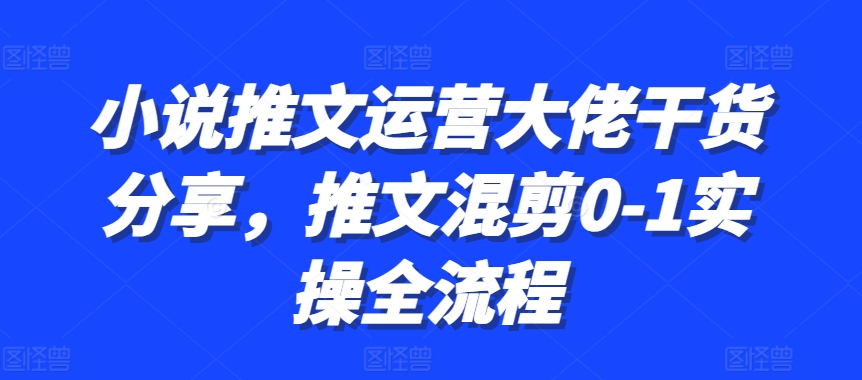 小说推文运营大佬干货分享，推文混剪0-1实操全流程-梦帆创业网