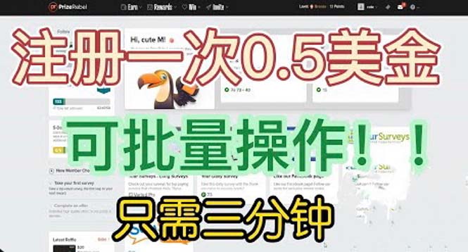 国外项目注册一次0.5美金 只需三分钟无脑操作 可批量放大 小白工作室福利-梦帆创业网