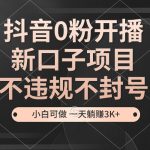（13301期）抖音0粉开播，新口子项目，不违规不封号，小白可做，一天躺赚3K+-梦帆创业网