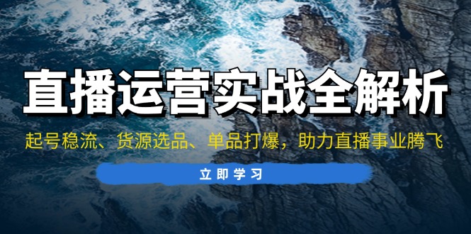 （13294期）直播运营实战全解析：起号稳流、货源选品、单品打爆，助力直播事业腾飞-梦帆创业网