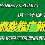 （13331期）新风口抖音游戏推广—拼一年赚十年的钱，小白每天一小时轻松日入2000＋-梦帆创业网