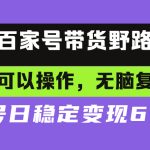 (13281期)百家号带货野路子玩法 手机就可以操作,无脑复制粘贴 单账号日稳定变现...-梦帆创业网