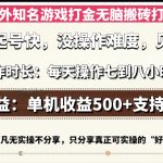 （13307期）国外知名游戏打金无脑搬砖单机收益500，每天操作七到八个小时-梦帆创业网