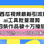 （13245期）西瓜视频最新玩法，全新蓝海赛道，简单好上手，单号单日轻松引流400+创...-梦帆创业网