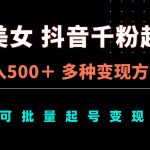 （13338期）AI美女抖音千粉起号玩法，日入500＋，多种变现方式，可批量矩阵起号出售-梦帆创业网