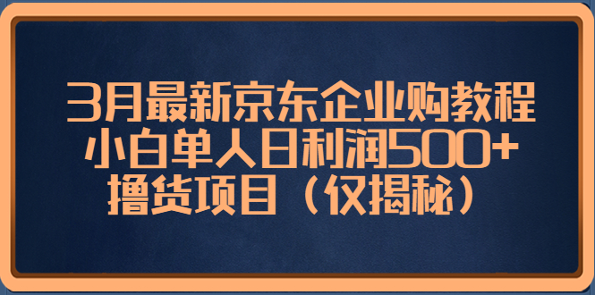 3月最新京东企业购教程，小白单人日利润500+撸货项目（仅揭秘）-梦帆创业网