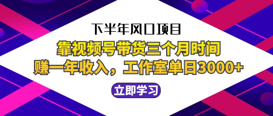 （12849期）下半年风口项目，靠视频号带货三个月时间赚一年收入，工作室实测单日3…-梦帆创业网