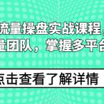 2024线上流量操盘实战课程，搭建高人效流量团队，掌握多平台流量-梦帆创业网