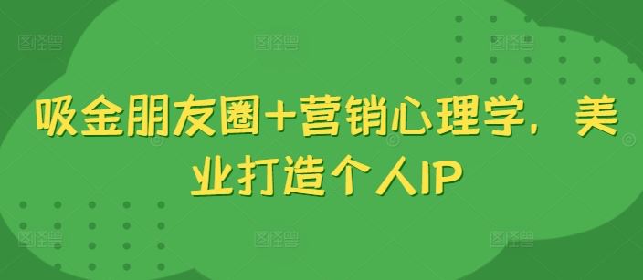 吸金朋友圈+营销心理学，美业打造个人IP-梦帆创业网