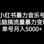 小红书暴力音乐号，无脑搞流量暴力变现，单号月入5000+-梦帆创业网