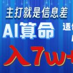 （10337期）2024年蓝海项目AI算命，适合新手，月入7w-梦帆创业网