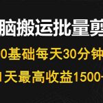 （10008期）每天30分钟，0基础无脑搬运批量剪辑，1天最高收益1500+-梦帆创业网