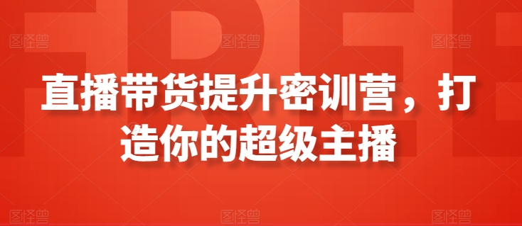 直播带货提升密训营，打造你的超级主播-梦帆创业网