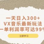 一天日入300+,VX音乐最新玩法，一单利润率可达99%-梦帆创业网