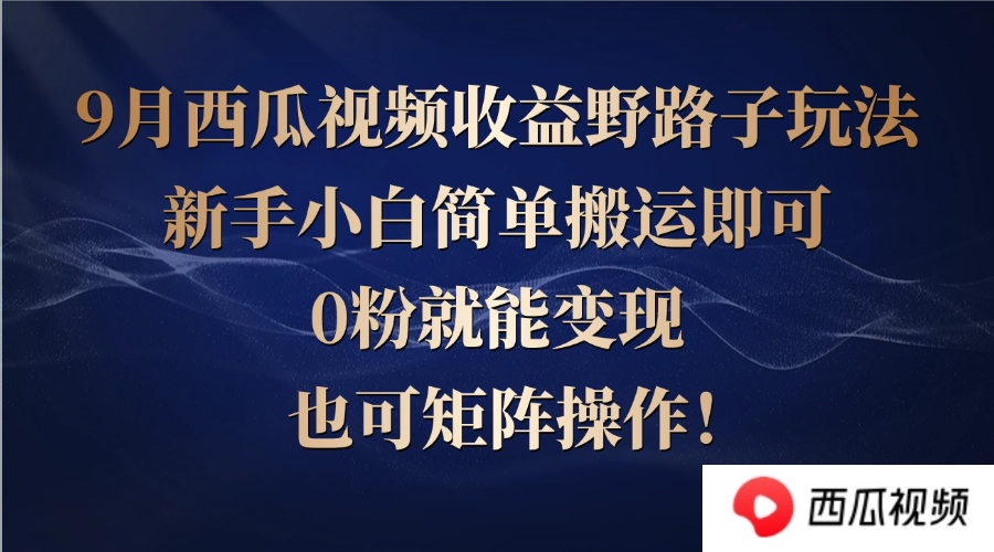 西瓜视频收益野路子玩法，新手小白简单搬运即可，0粉就能变现，也可矩…-梦帆创业网
