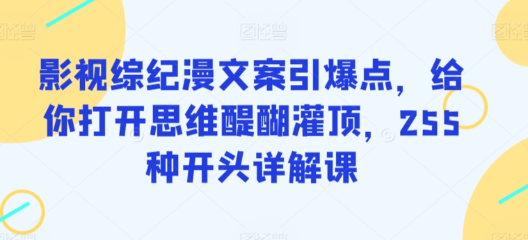 影视综纪漫文案引爆点，给你打开思维醍醐灌顶，255种开头详解课-梦帆创业网