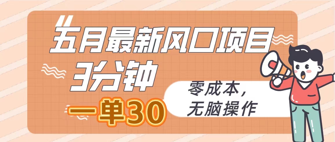 （10256期）五月最新风口项目，3分钟一单30，零成本，无脑操作-梦帆创业网