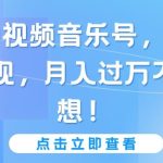 玩转中视频音乐号，小白副业变现，月入过万不是幻想-梦帆创业网